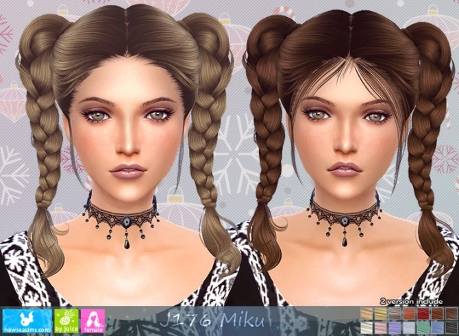 Sims 4 J176 Miku hair (P) at Newsea Sims 4