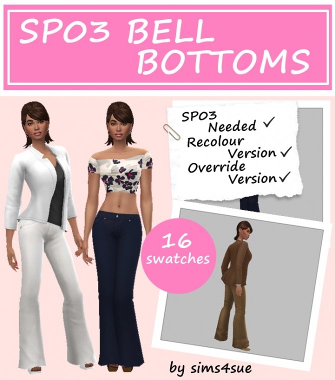 Sims 4 SP03 BELL BOTTOMS at Sims4Sue