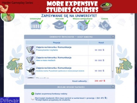 More expansive study courses at Diffevair – Sims 4 Mods