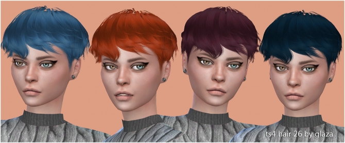 Прически глаза Hair 26 (P) at All by Glaza " Sims 4 Updates