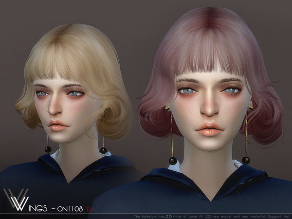 Sims 4 WINGS ON1108 hair by wingssims at TSR