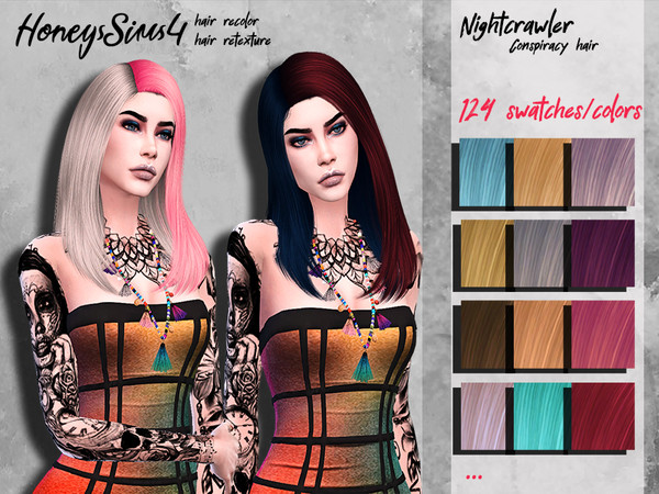 Sims 4 Recolor female hair Nightcrawler Conspiracy by HoneysSims4 at TSR