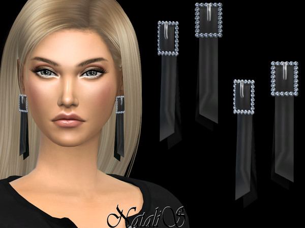 Sims 4 Crystal buckle earrings by NataliS at TSR