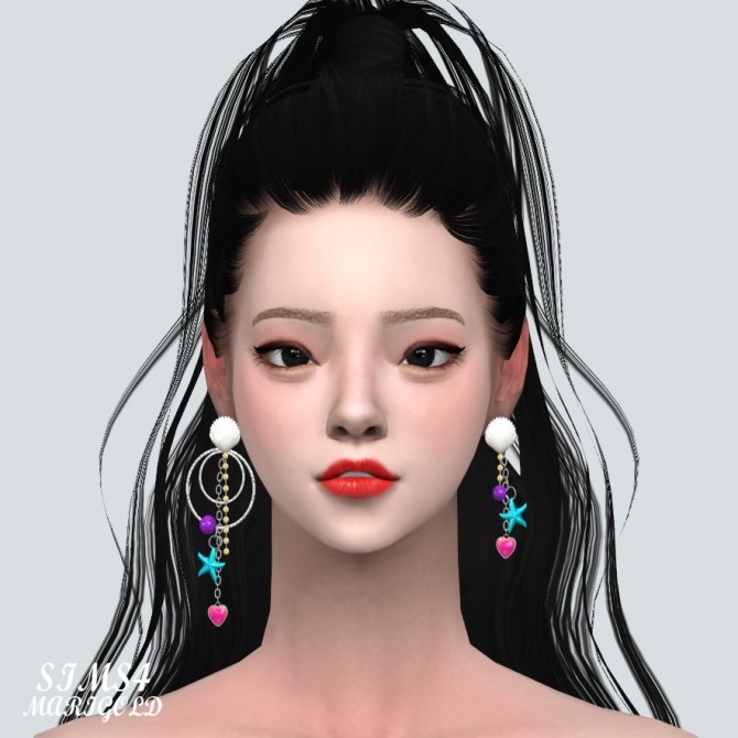 Sims 4 Unbalance Heart Sea Earrings (P) at Marigold