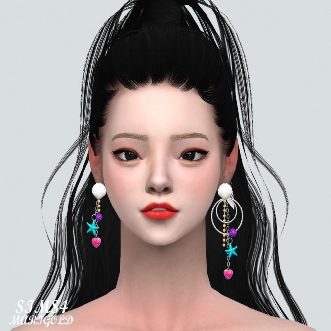 Sims 4 Unbalance Heart Sea Earrings (P) at Marigold