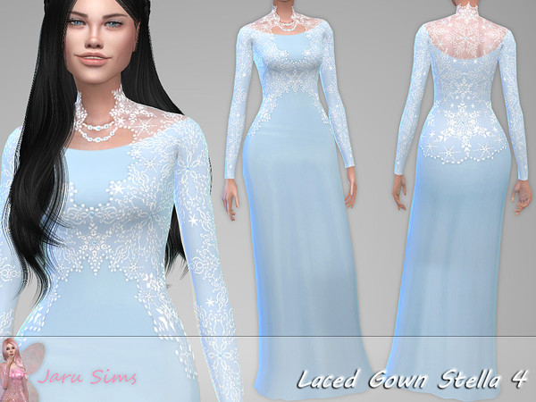 Sims 4 Laced Gown Stella 4 by Jaru Sims at TSR