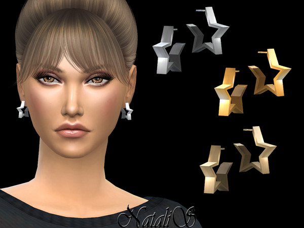 Sims 4 Metal star stud earrings by NataliS at TSR