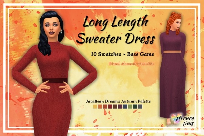 Sims 4 Long lenth sweater dress at Strenee Sims