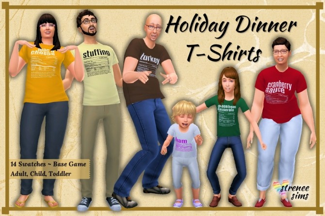 Sims 4 Holiday Dinner T Shirts for the Family at Strenee Sims