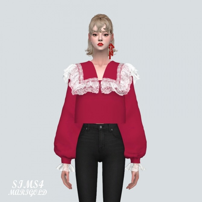 Sims 4 Lovely Frill Lace Blouse at Marigold