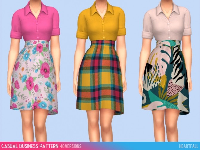 Sims 4 Casual business outfit solid & patterned at Heartfall