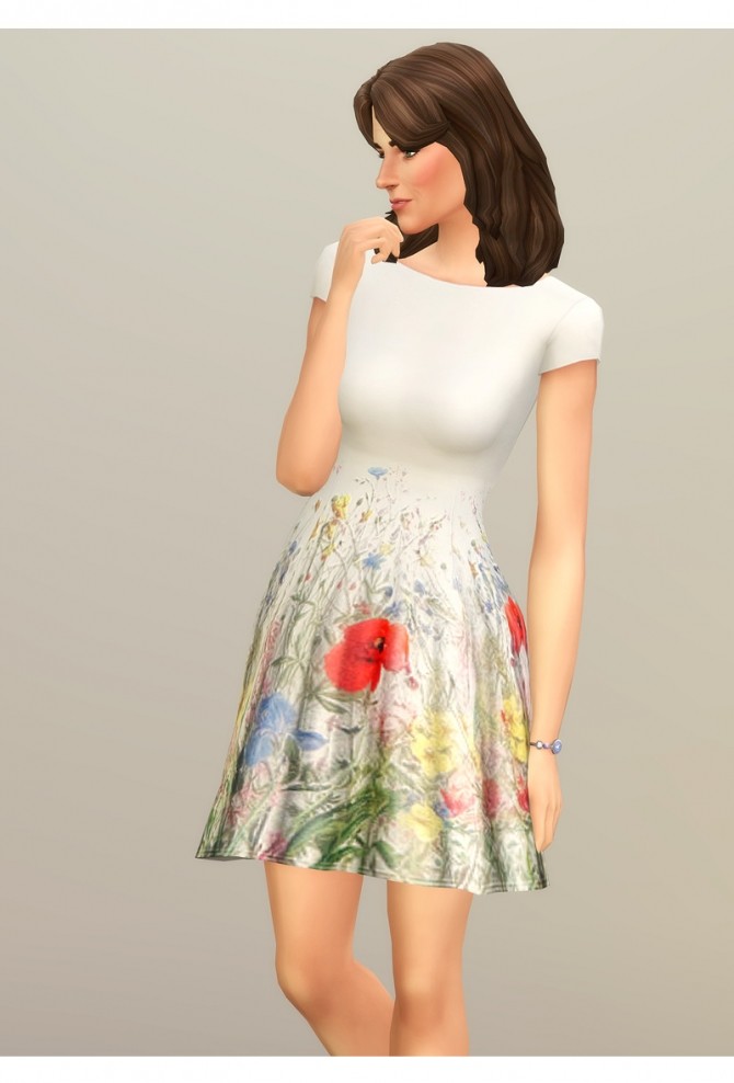 Sims 4 Wild flower / Floral Print Two Piece Dress (P) at Rusty Nail