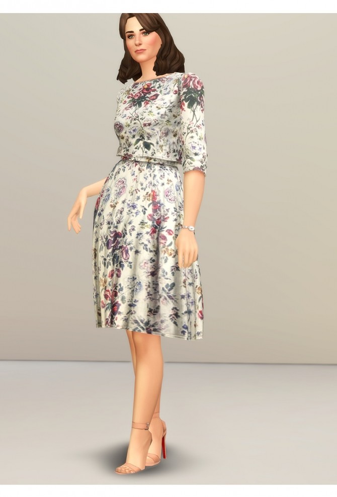 Sims 4 Wild flower / Floral Print Two Piece Dress (P) at Rusty Nail