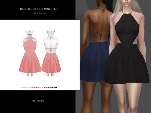 Sims 4 Halter Cut Out Mini Dress by Bill Sims at TSR