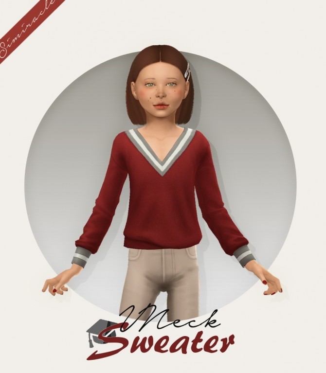 Sims 4 V Neck Sweater Kids Version at Simiracle