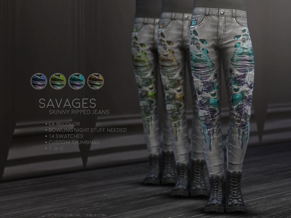Sims 4 Savages jeans by sugar owl at TSR