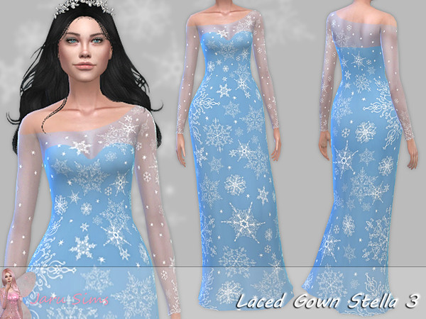 Sims 4 Laced Gown Stella 3 by Jaru Sims at TSR