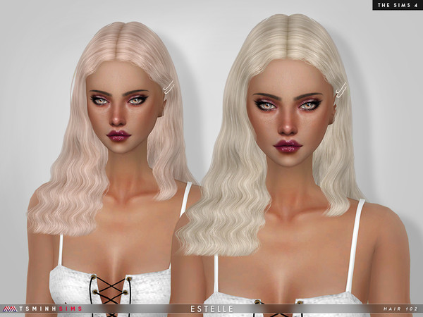 Sims 4 Estelle Hair 102 by TsminhSims at TSR