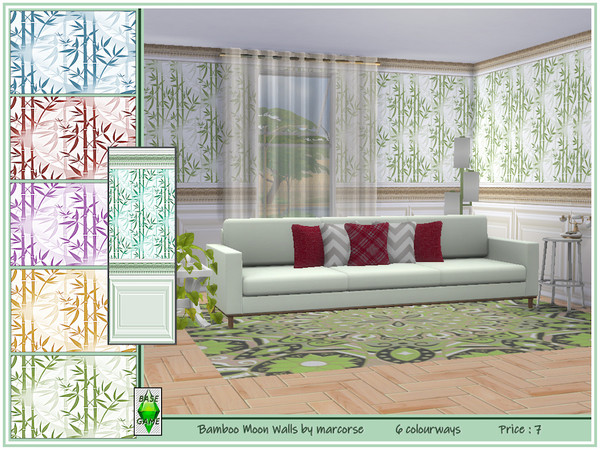 Sims 4 Bamboo Moon Walls by marcorse at TSR