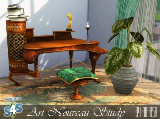 Sims 4 Art Nouveau Study at Aifirsa