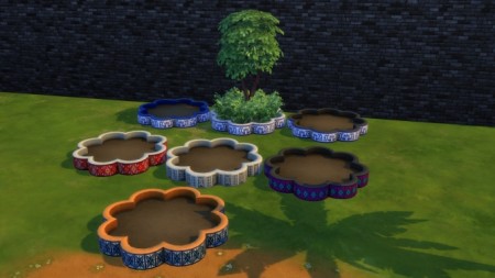 Flower-shaped mosaic planterbox by Serinion at Mod The Sims