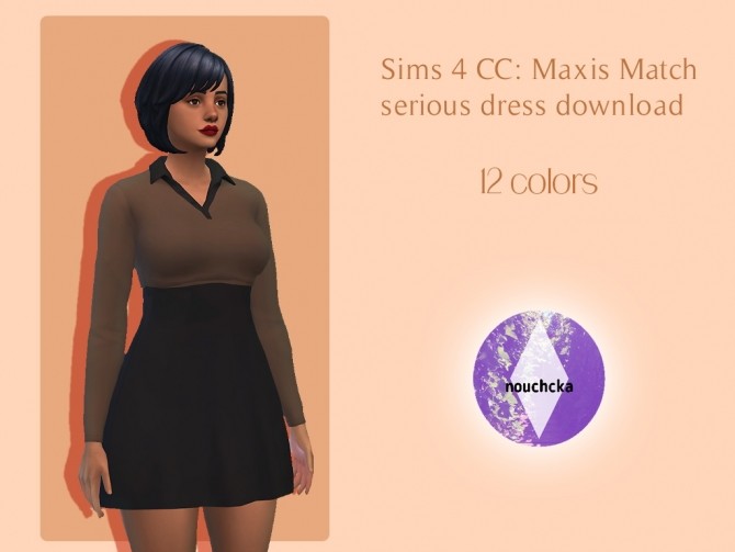 Sims 4 Maxis Match serious dress by nouchcka at SimsWorkshop
