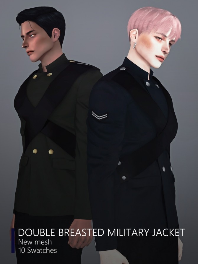 Sims 4 Double Breasted Military Jacket at Rona Sims