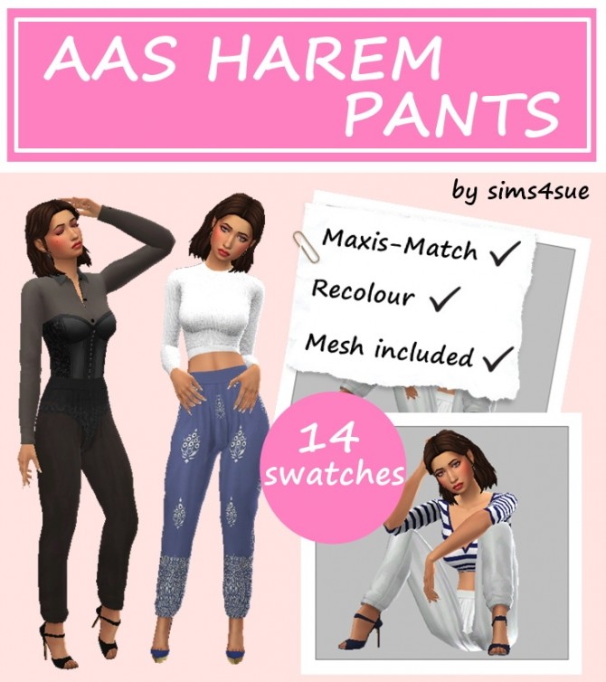 Sims 4 AAS HAREM PANTS at Sims4Sue