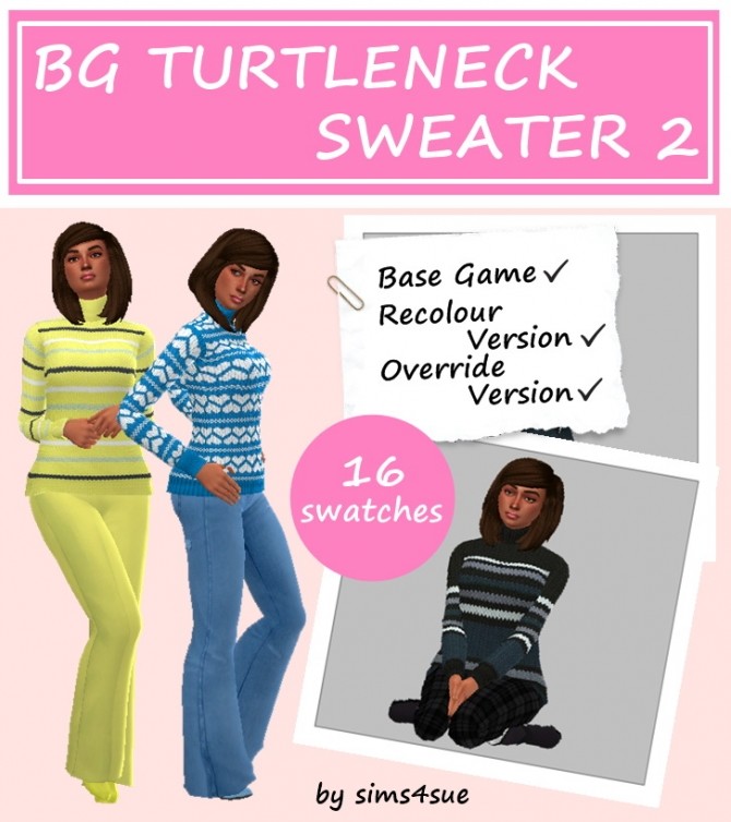 Sims 4 BG TURTLENECK SWEATER 2 PATTERNED at Sims4Sue
