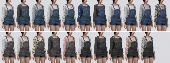 Sims 4 Cuffed Short Overall (Long Sleeve Tee) at Darte77