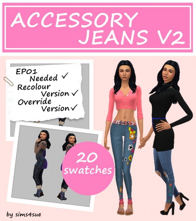 Sims 4 EP01 ACCESSORY JEANS V2 at Sims4Sue