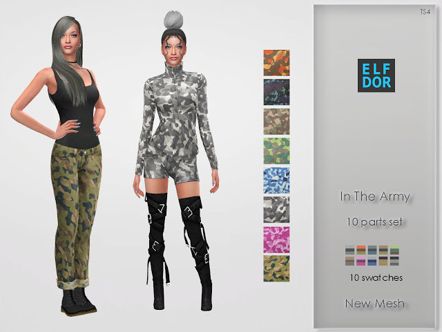Sims 4 In The Army Clothes Set at Elfdor Sims