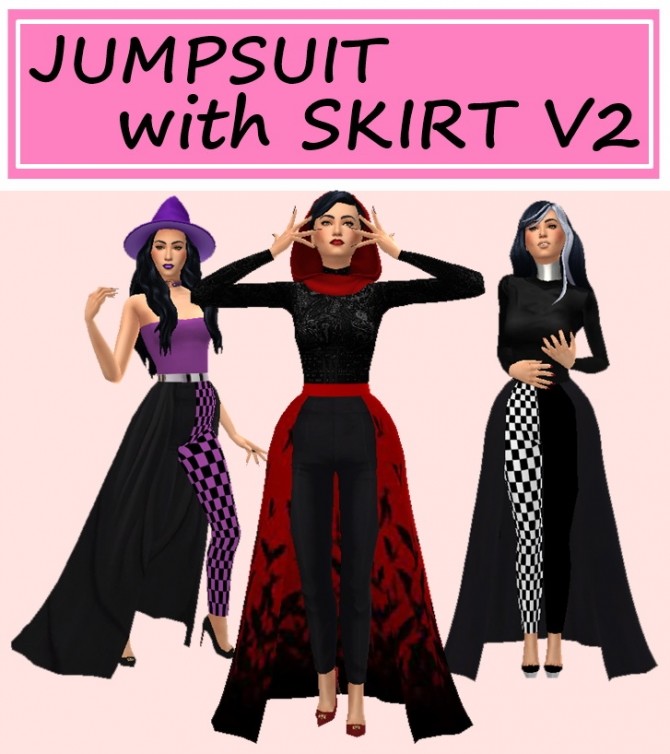Sims 4 JUMPSUIT WITH SKIRT V2 at Sims4Sue