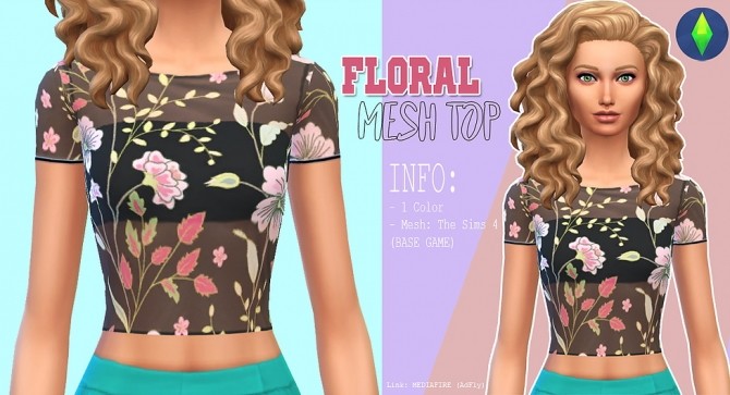 Sims 4 Floral mesh top at Kass