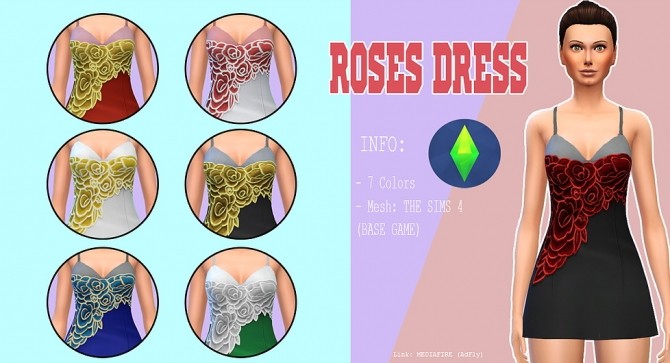 Sims 4 Roses dress at Kass