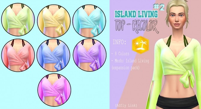 Sims 4 Island Living top recolor 2 at Kass