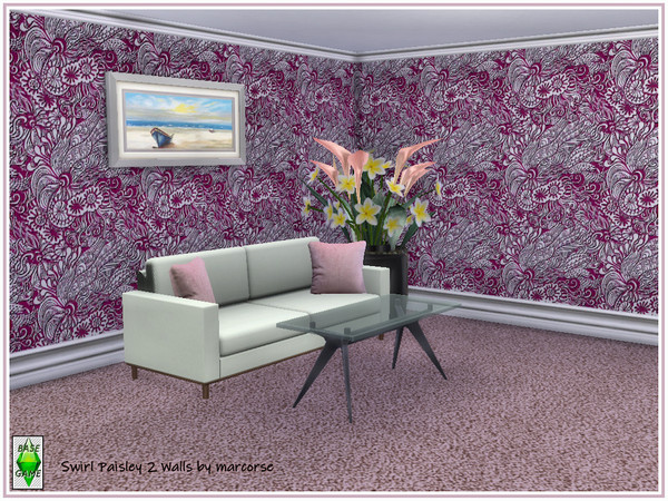 Sims 4 Swirl Paisley Walls by marcorse at TSR