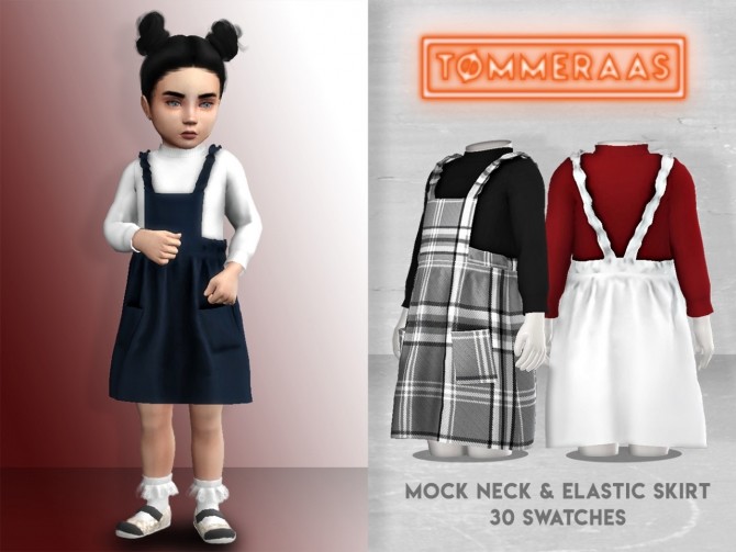 Sims 4 Mock Neck Top & Elastic Skirt #8 at TØMMERAAS