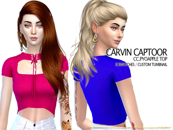 Sims 4 Pyoapple Top by carvin captoor at TSR