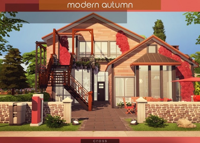 Sims 4 Modern Autumn house at Cross Design