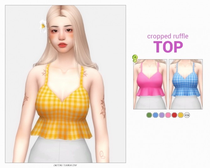 Sims 4 Cropped ruffle top at Casteru