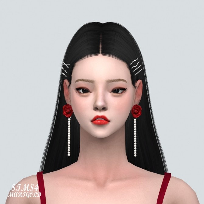 Sims 4 Big Rose Pearl Earrings at Marigold