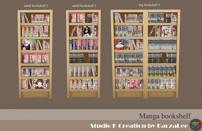 Sims 4 Manga bookshelf set at Studio K Creation