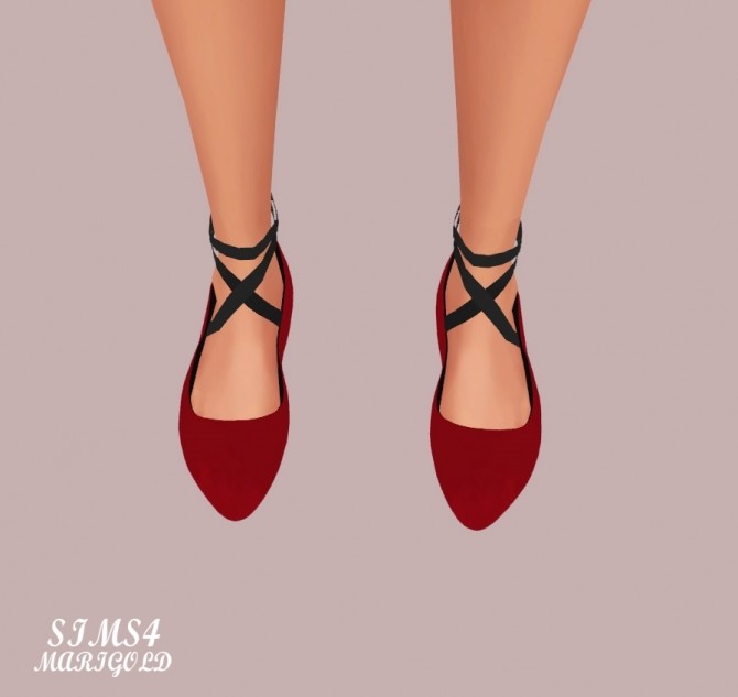 Sims 4 Basic Flat Shoes With X Strap High V at Marigold