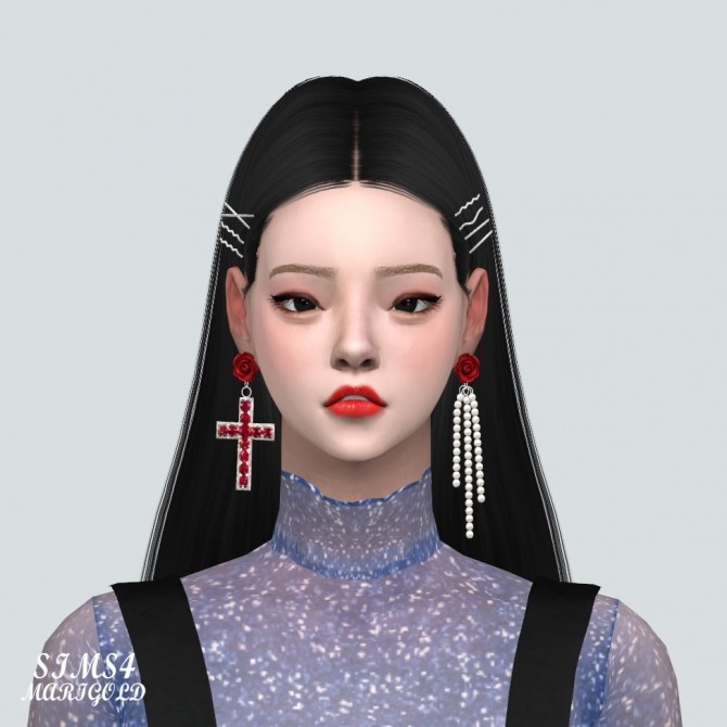 Sims 4 Unbalance Rose Cross Earring at Marigold