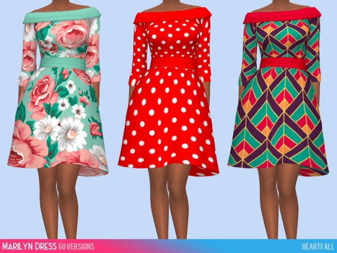 Sims 4 MARILYN DRESS recolors at Heartfall