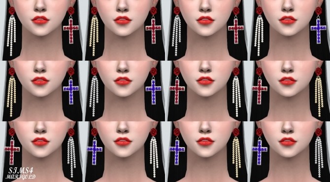 Sims 4 Unbalance Rose Cross Earring at Marigold