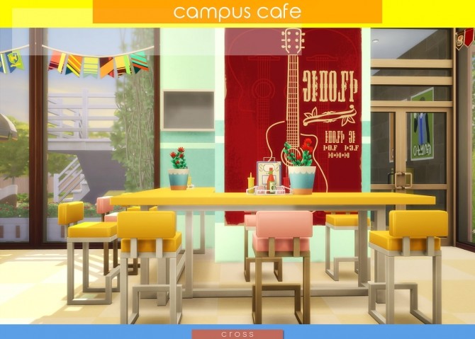 Sims 4 Campus Cafe by Praline at Cross Design