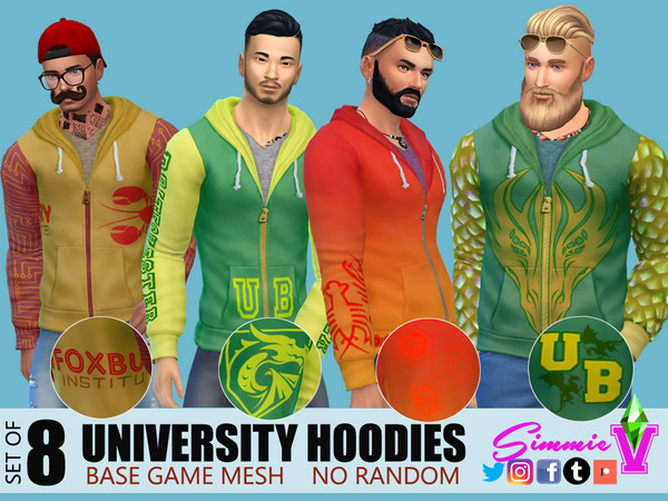 Sims 4 University Hoodies by SimmieV at TSR