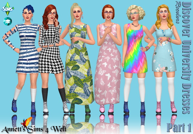 Sims 4 Discover University Dress Recolors Part 1 at Annett’s Sims 4 Welt